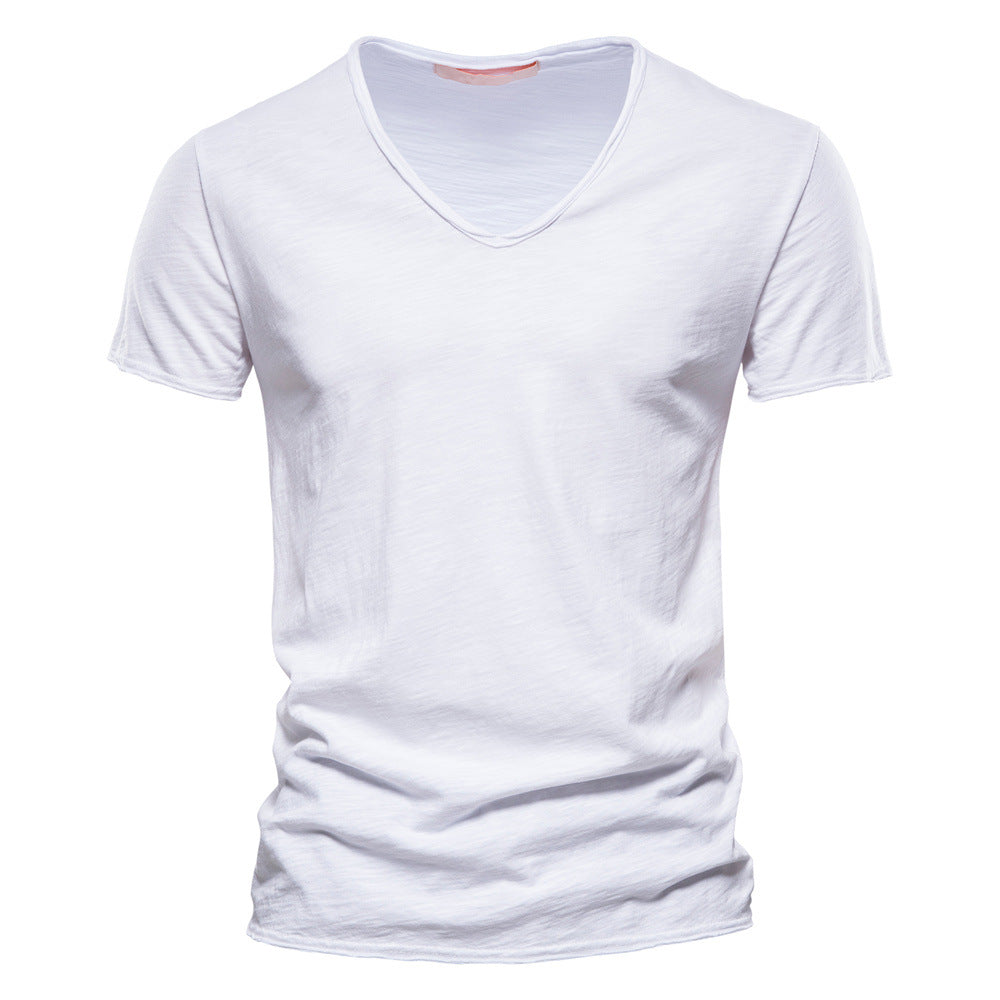 Solid V-Neck Short-Sleeve T-Shirt