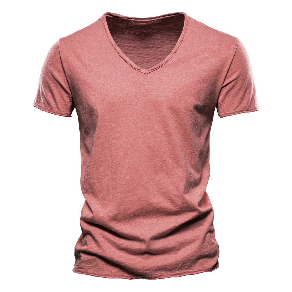 Solid V-Neck Short-Sleeve T-Shirt