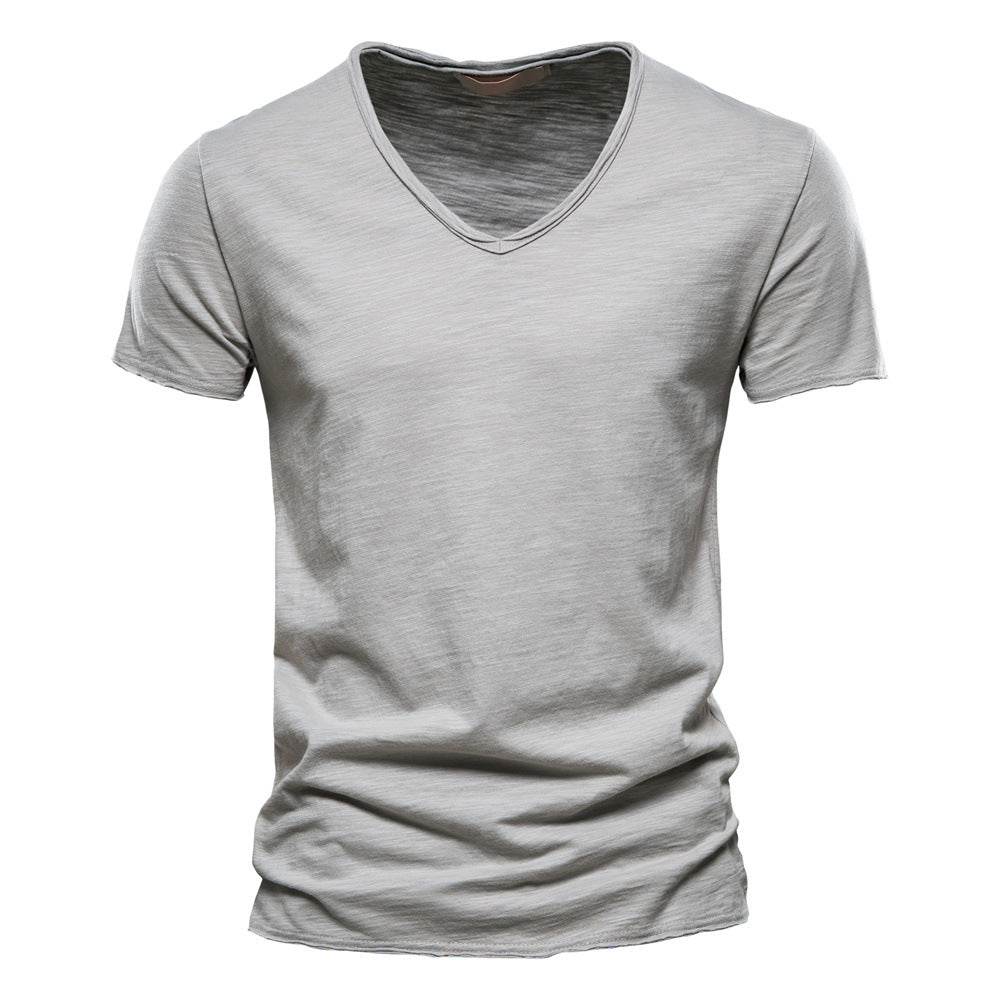 Solid V-Neck Short-Sleeve T-Shirt