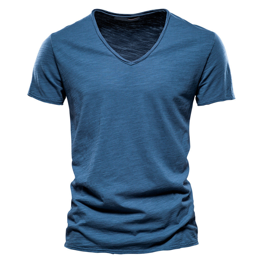 Solid V-Neck Short-Sleeve T-Shirt