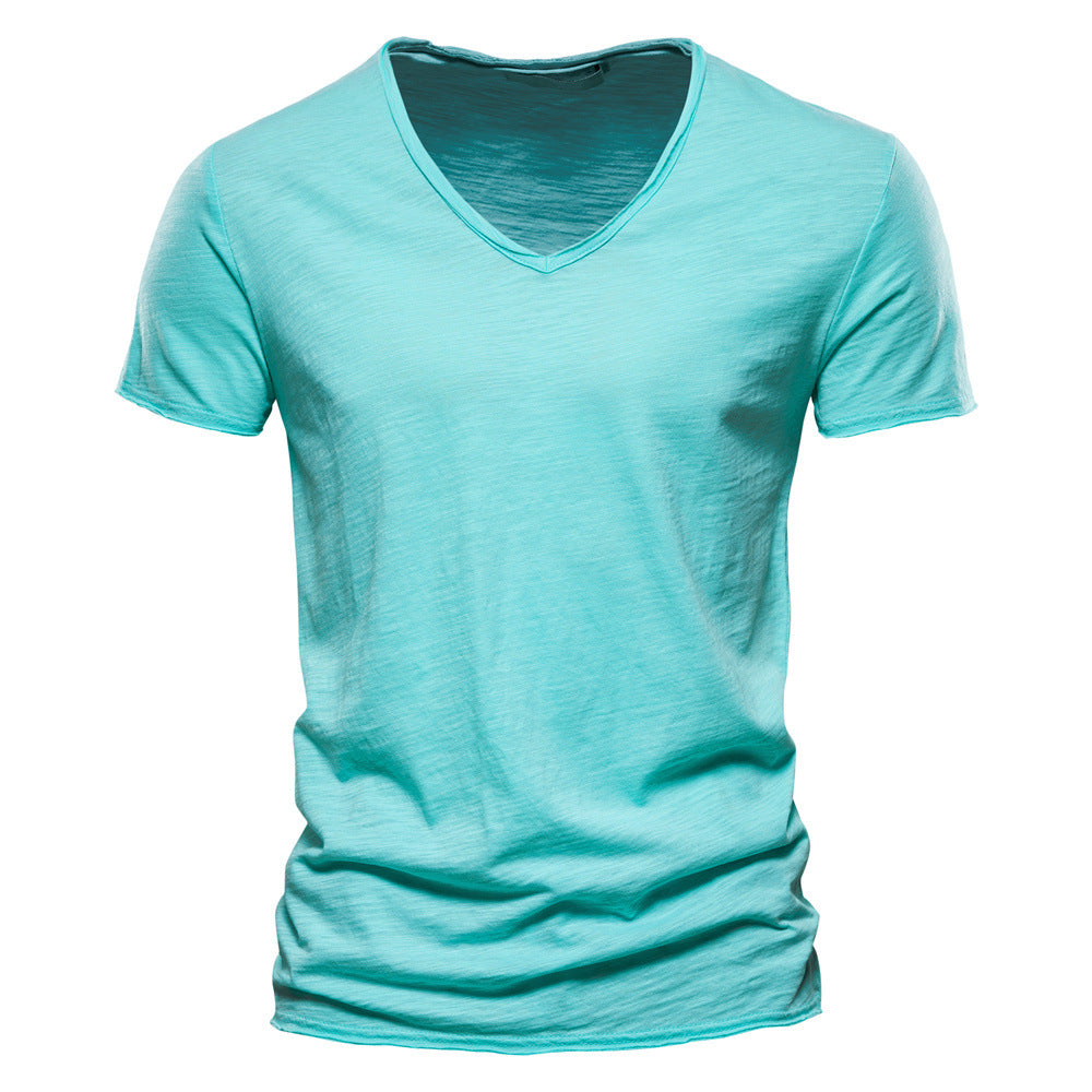 Solid V-Neck Short-Sleeve T-Shirt
