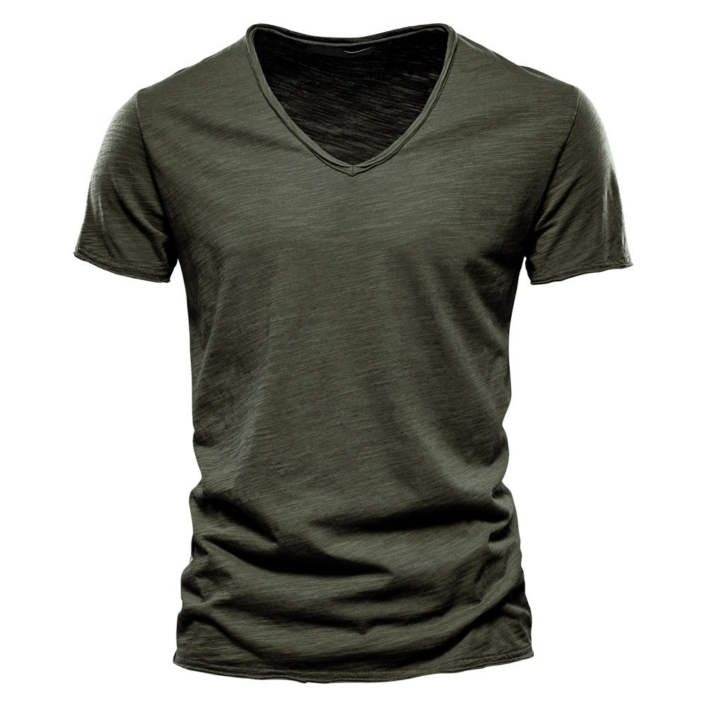 Solid V-Neck Short-Sleeve T-Shirt