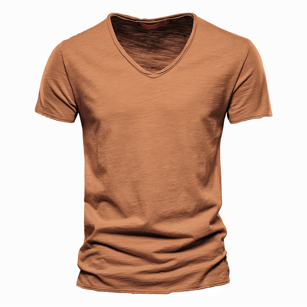 Solid V-Neck Short-Sleeve T-Shirt
