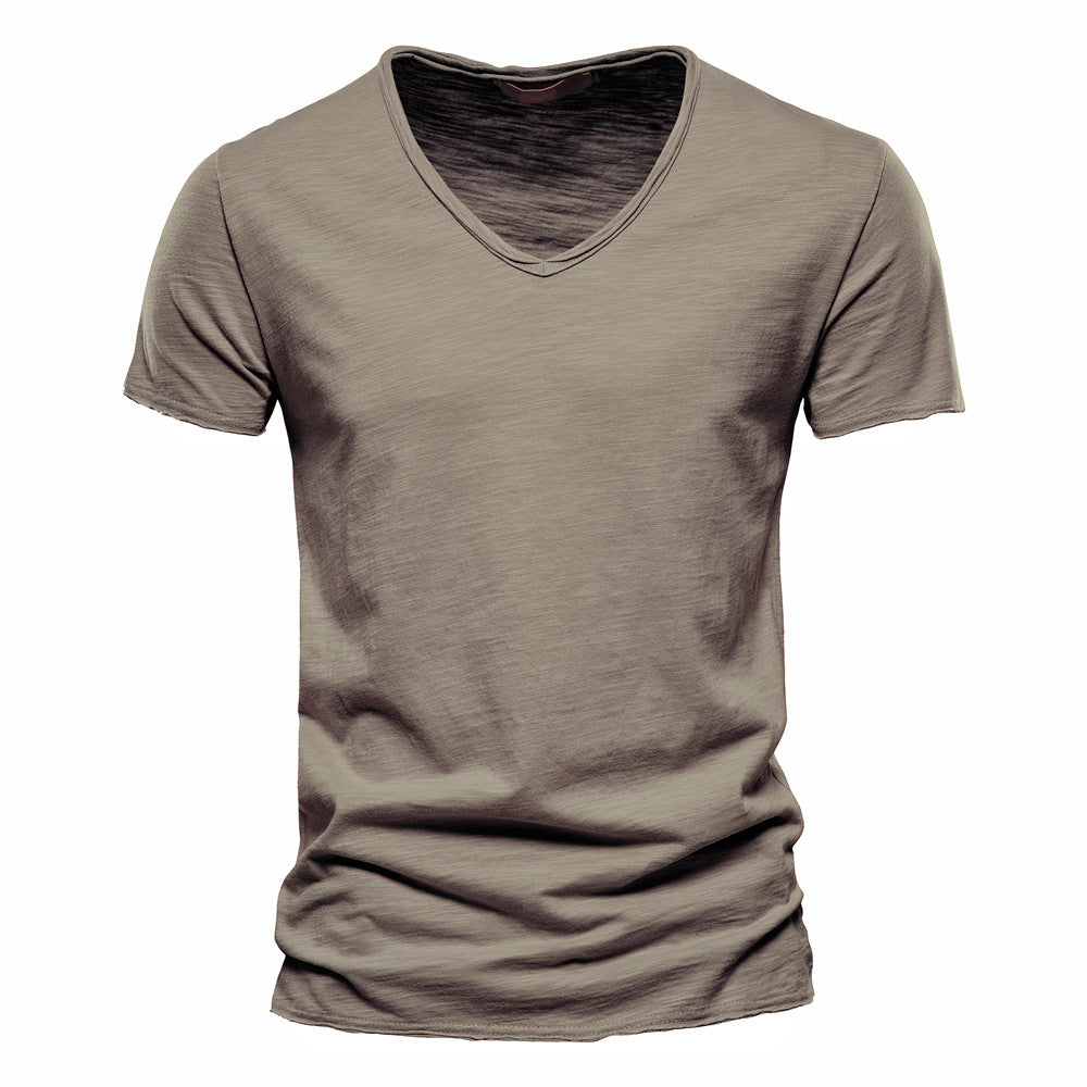 Solid V-Neck Short-Sleeve T-Shirt