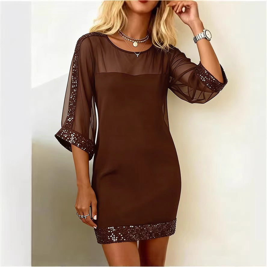 Patchwork Gauze Sequin Dress
