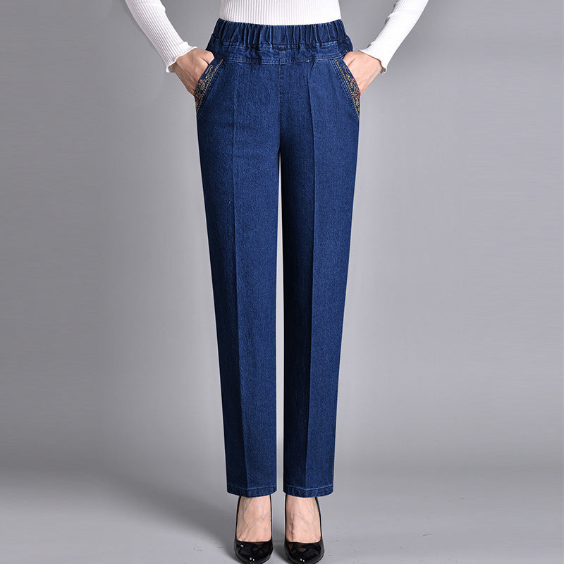 Tight-Waist Stretch Jeans