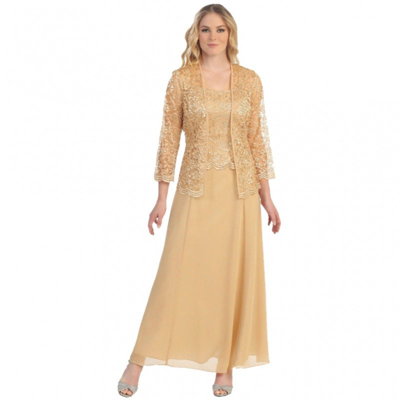 Lace Cardigan Chiffon Dress