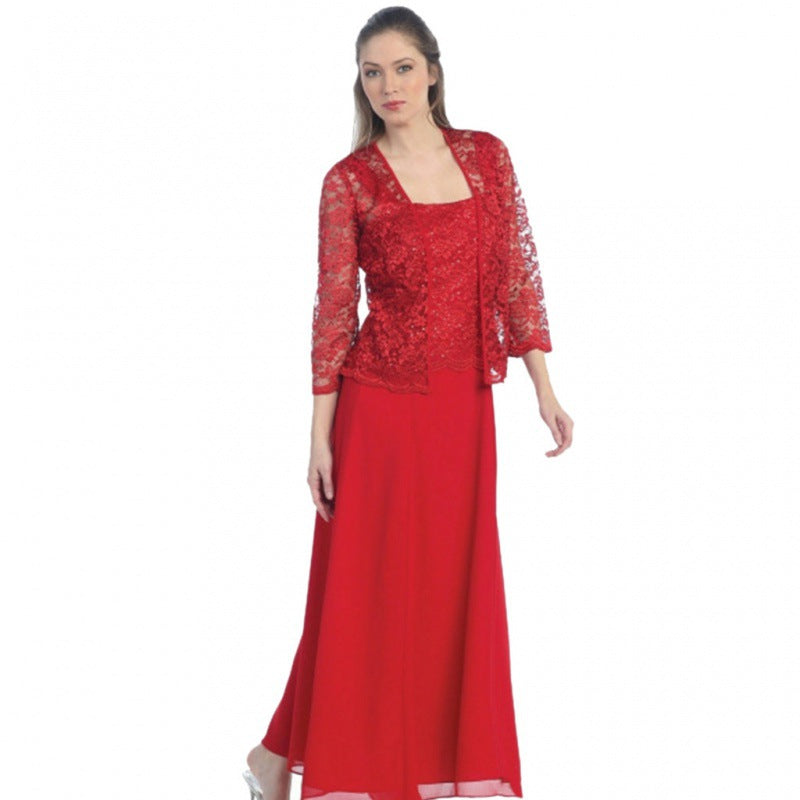 Lace Cardigan Chiffon Dress