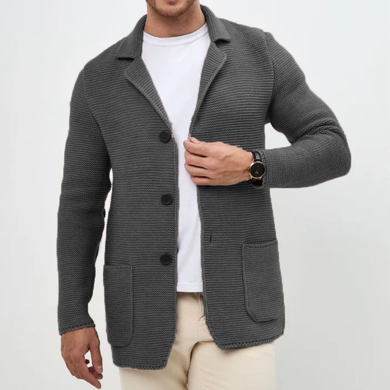 Men'S Lapel Knitted Sweater