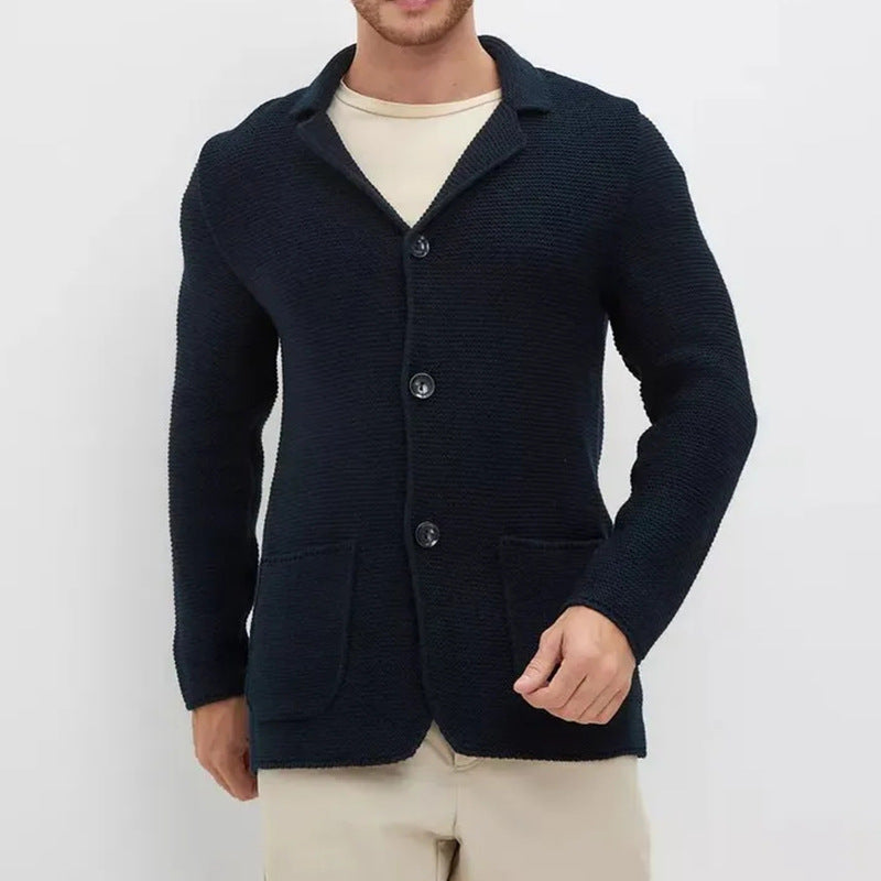 Men'S Lapel Knitted Sweater