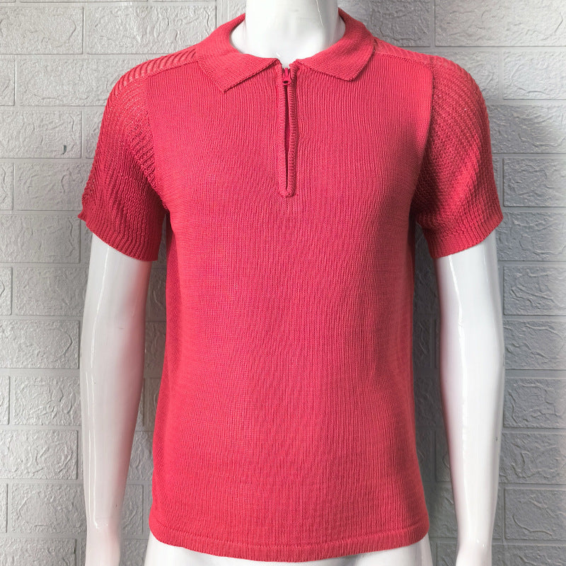 Polo Collar Short Sleeve Top