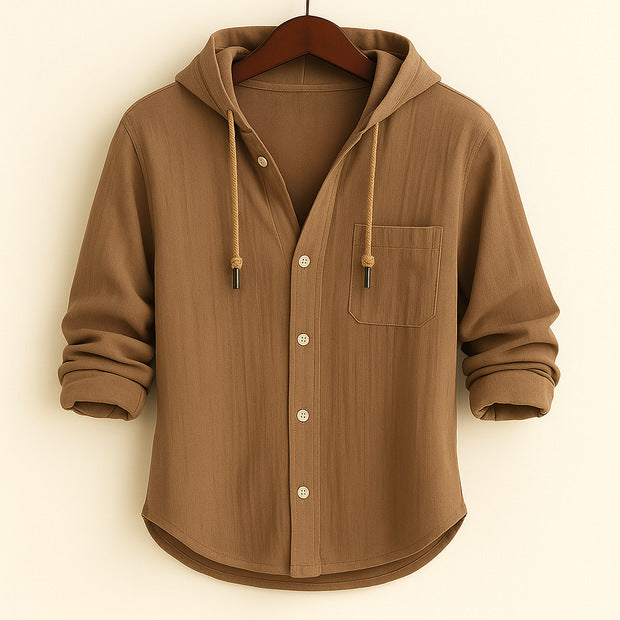 Solid Hoodie Long Sleeve Top