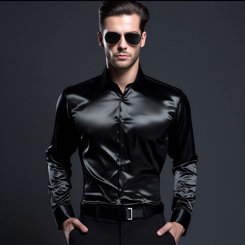 Satin Long Sleeve Nightclub Shirt