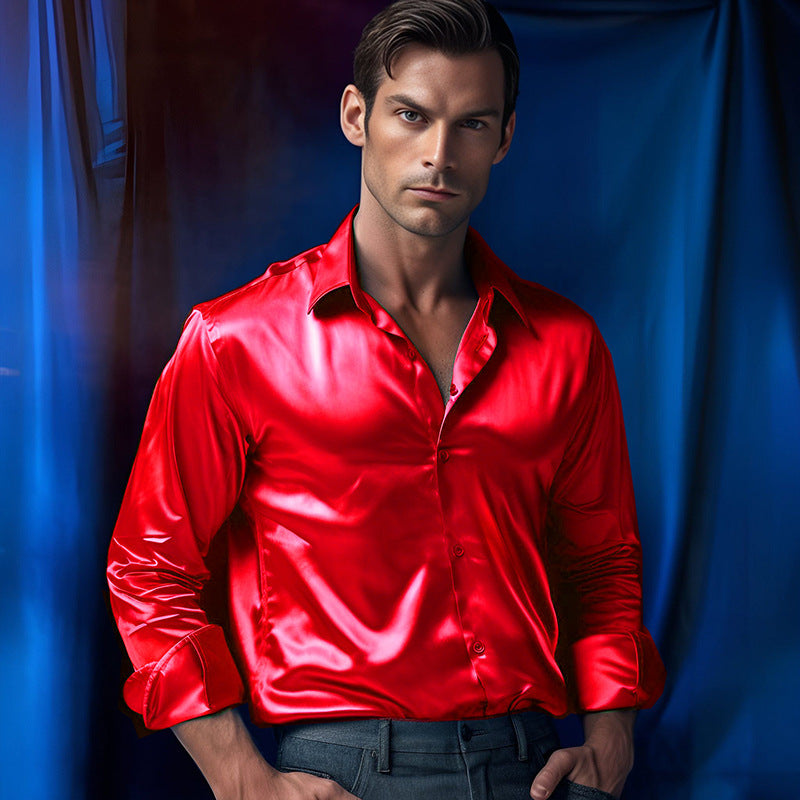 Satin Long Sleeve Nightclub Shirt