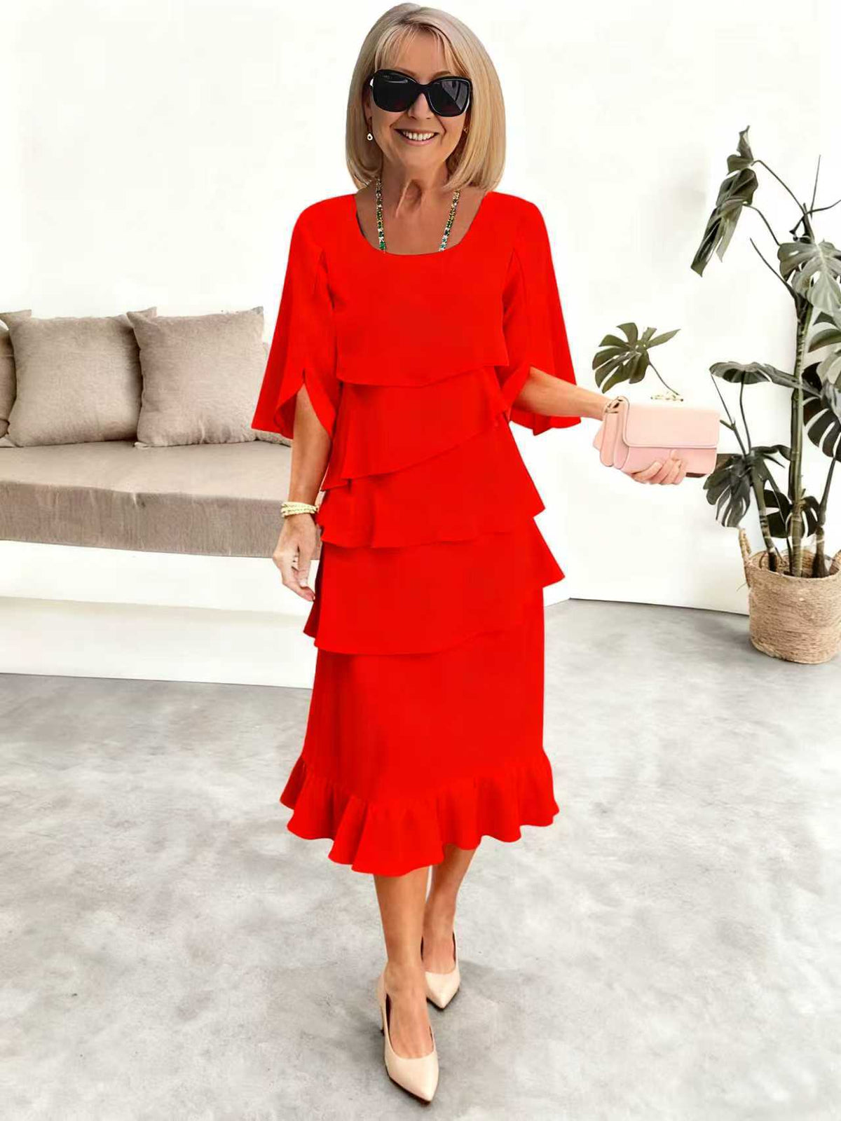 Women'S Slimming Round Neck Dress