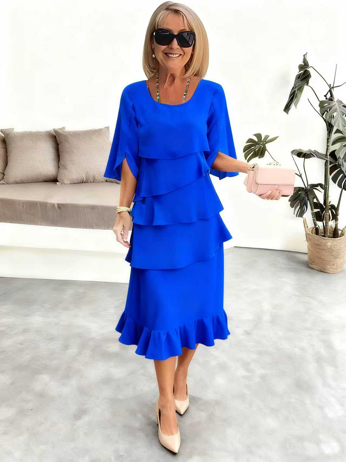 Women'S Slimming Round Neck Dress