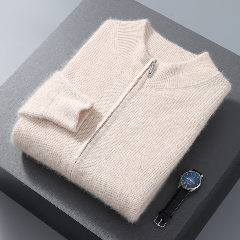 Men'S Cardigan Mock Collar