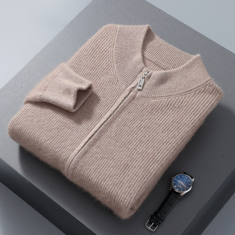 Men'S Cardigan Mock Collar