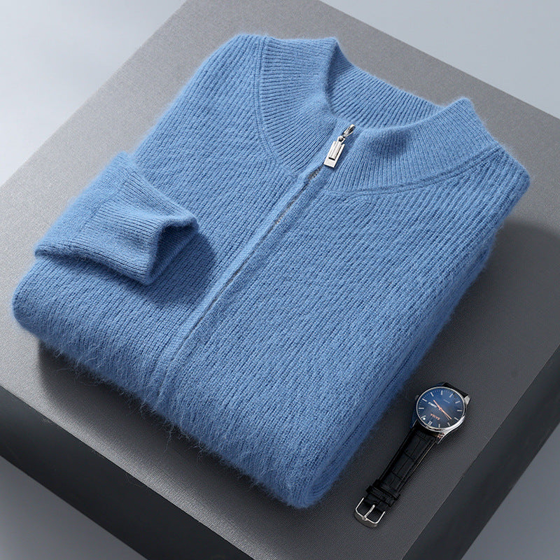 Men'S Cardigan Mock Collar