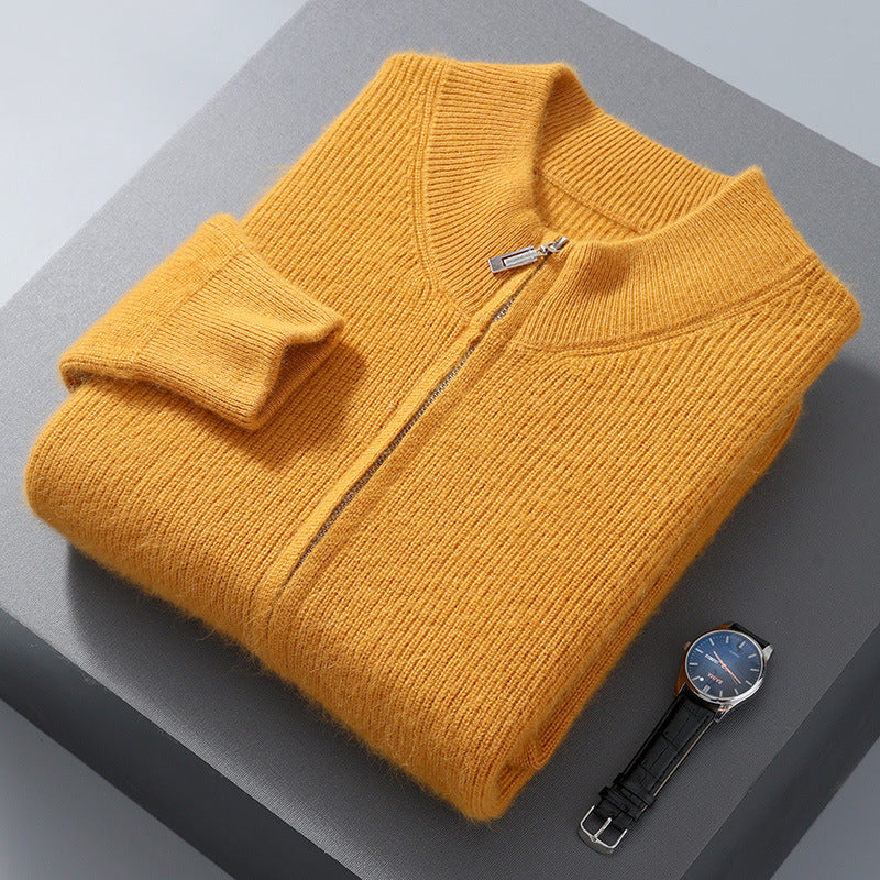 Men'S Cardigan Mock Collar