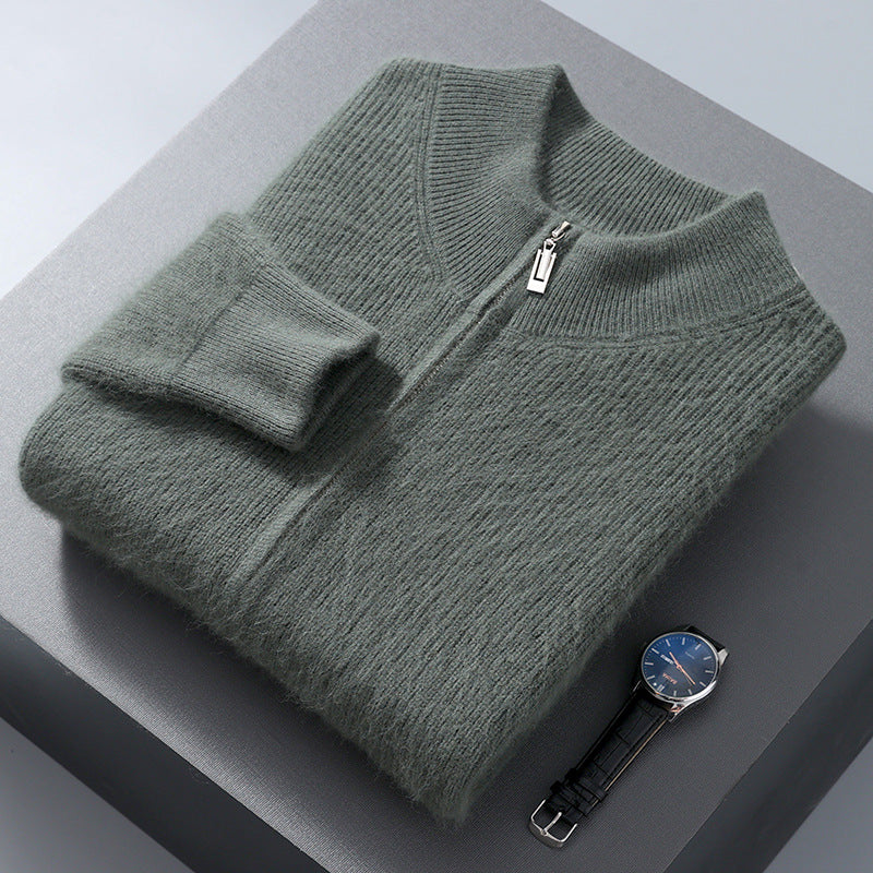 Men'S Cardigan Mock Collar
