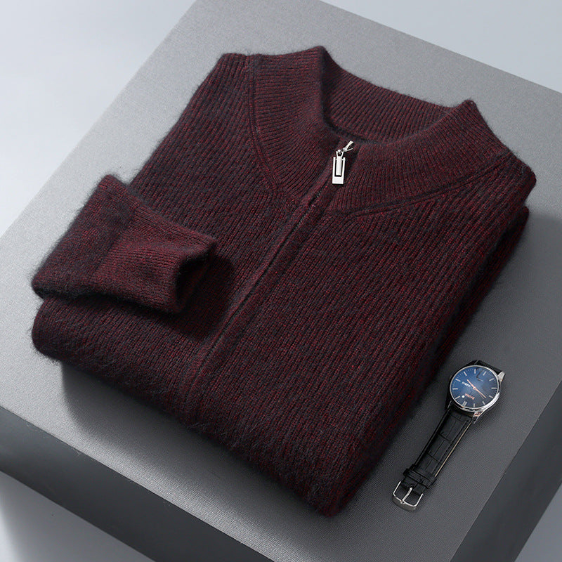 Men'S Cardigan Mock Collar