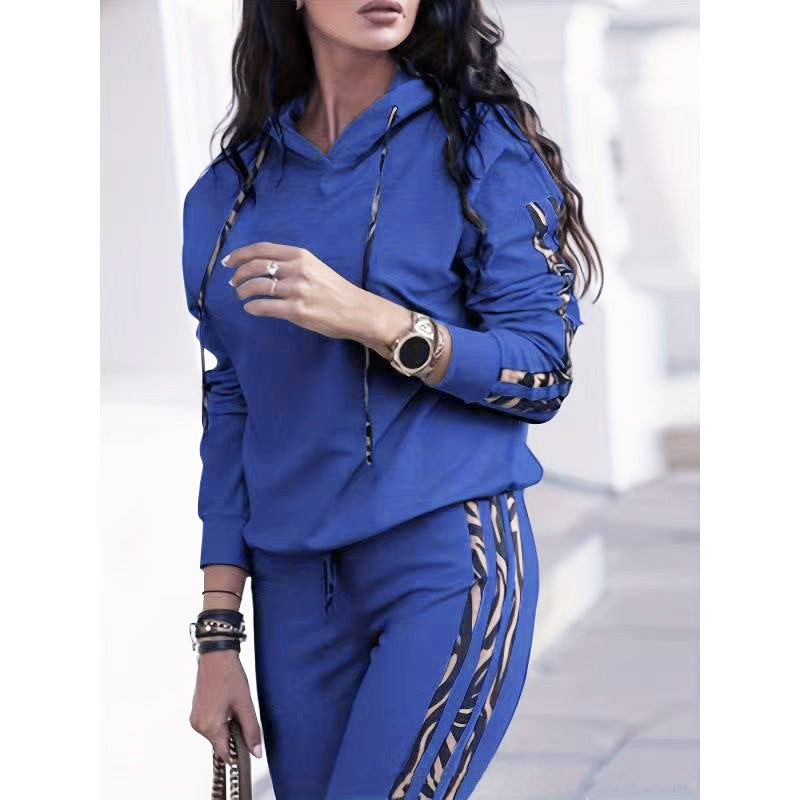 Casual Solid Stripe Two-Piece Set