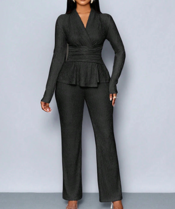 Tight Waist Slimming Long Sleeve Suit