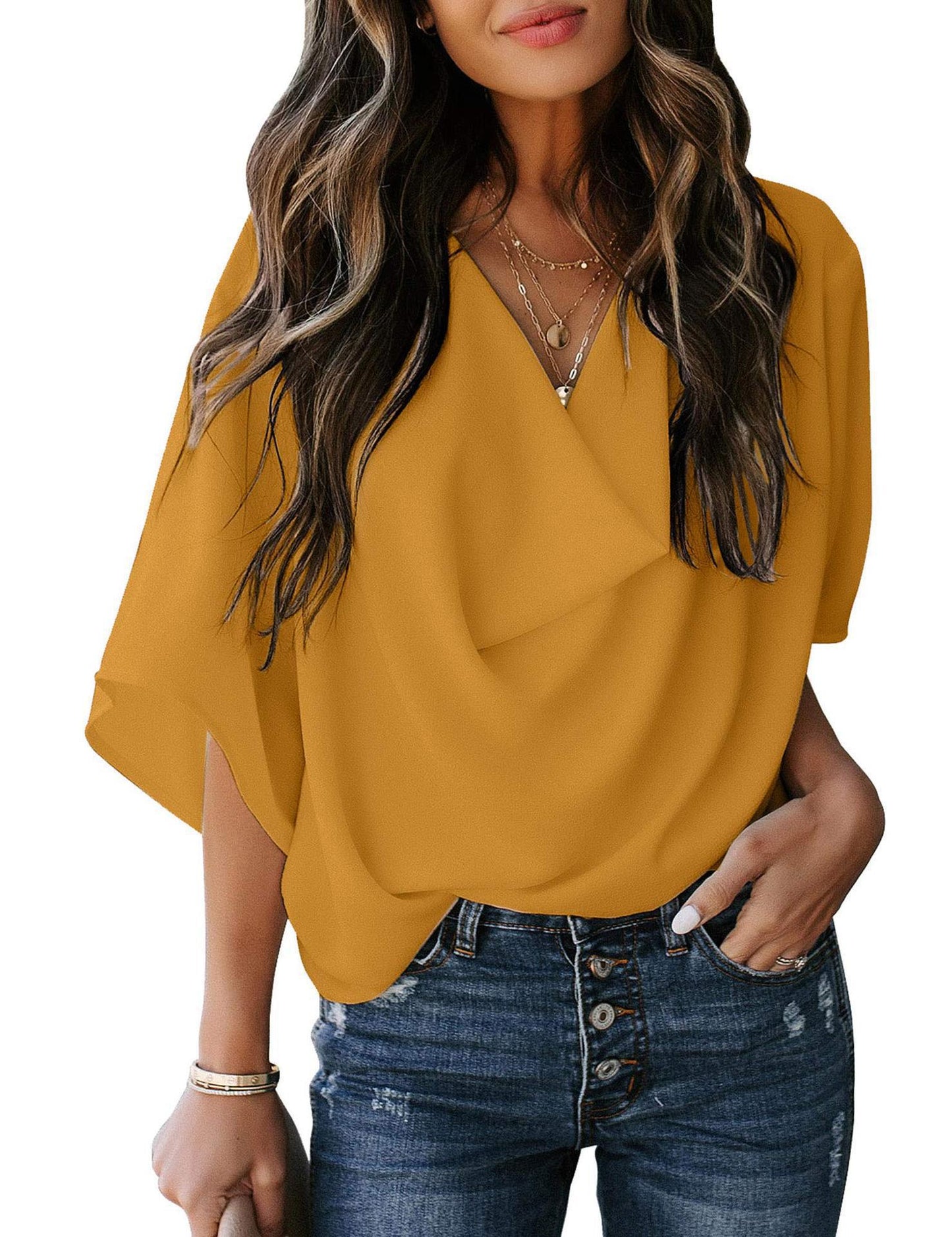 Loose V-Neck Casual Top