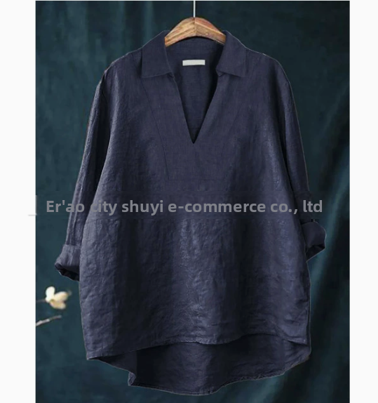 Solid-Color Mid-Length Loose-Fit Shirt