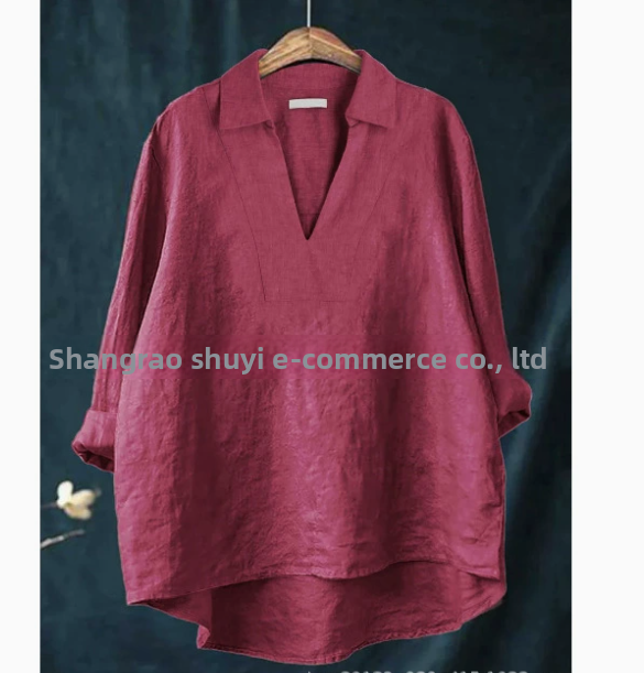 Solid-Color Mid-Length Loose-Fit Shirt