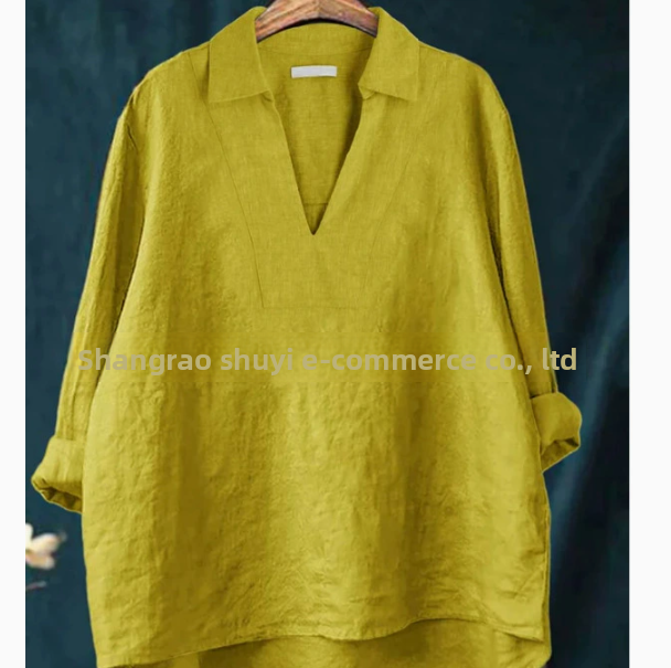 Solid-Color Mid-Length Loose-Fit Shirt