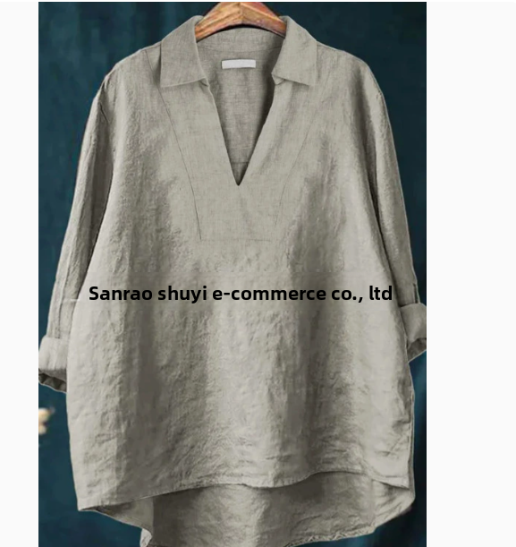 Solid-Color Mid-Length Loose-Fit Shirt