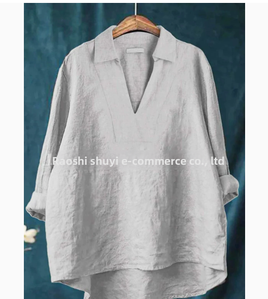 Solid-Color Mid-Length Loose-Fit Shirt