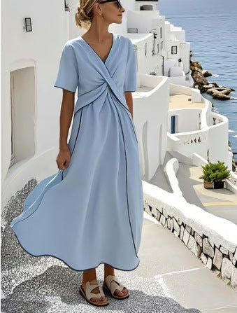 Women'S Short Sleeve Pleated Skirt
