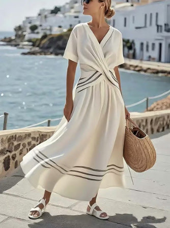 Women'S Short Sleeve Pleated Skirt