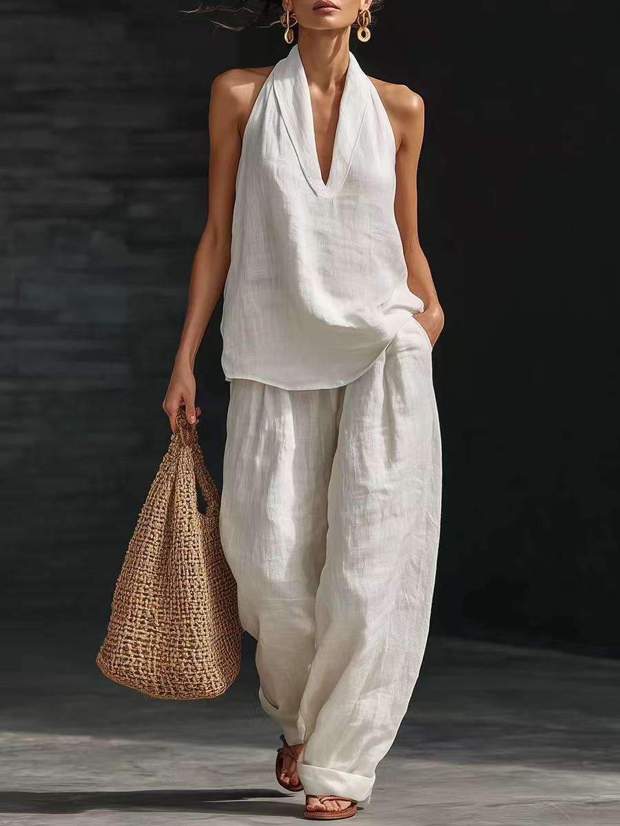 Casual Wide-Leg Pants Two-Piece Set