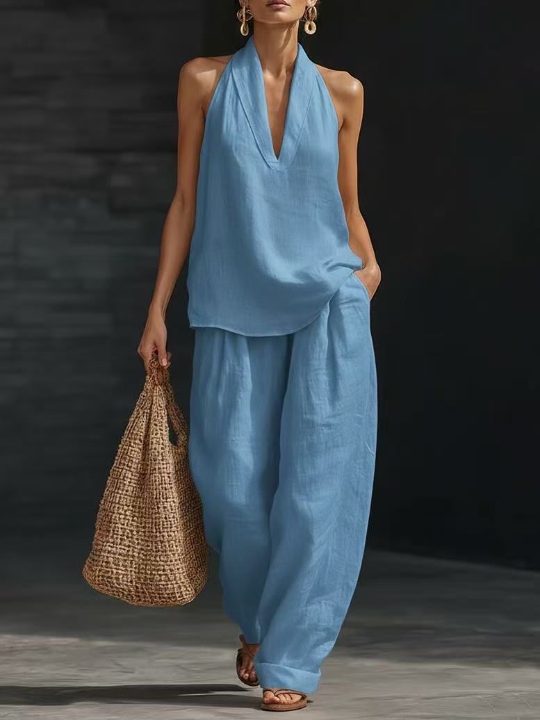 Casual Wide-Leg Pants Two-Piece Set