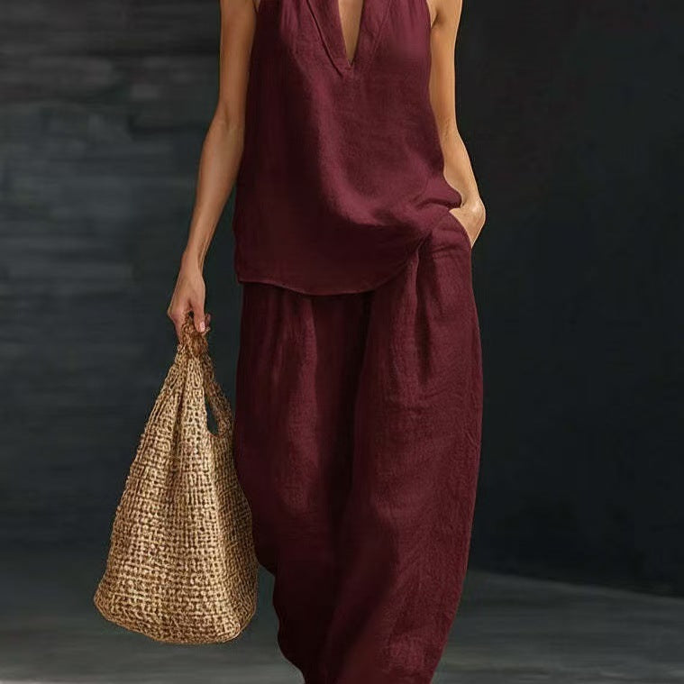 Casual Wide-Leg Pants Two-Piece Set