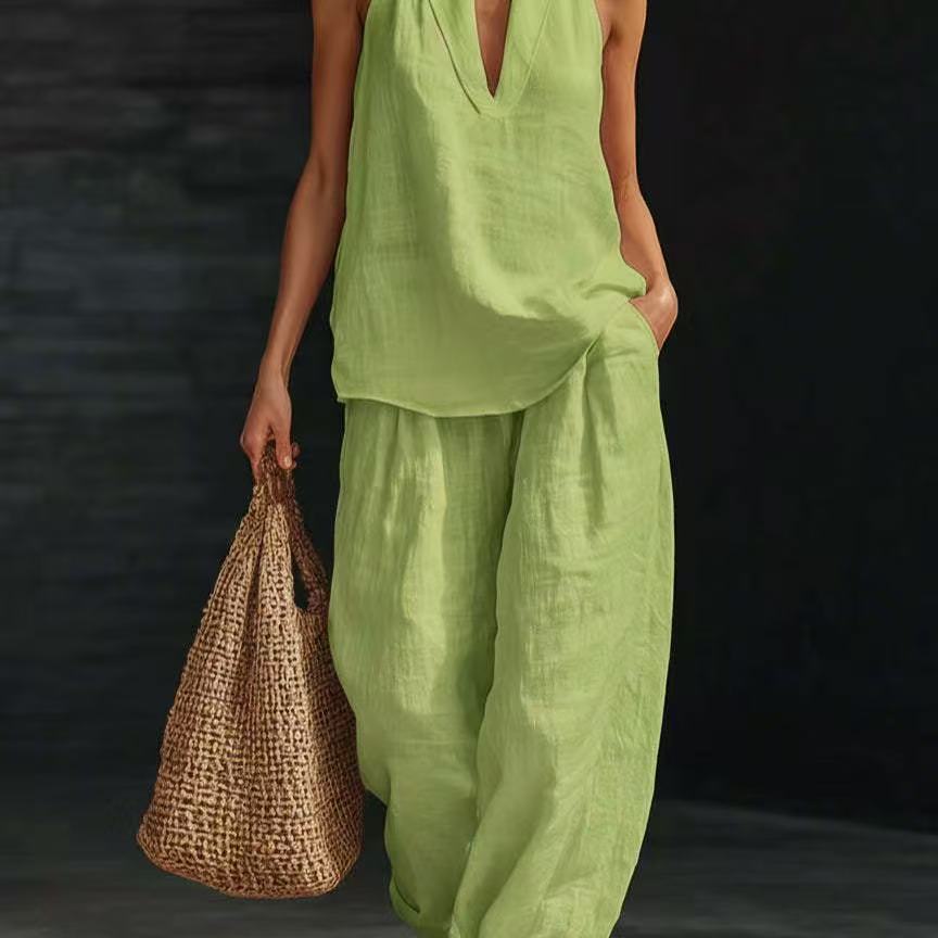 Casual Wide-Leg Pants Two-Piece Set