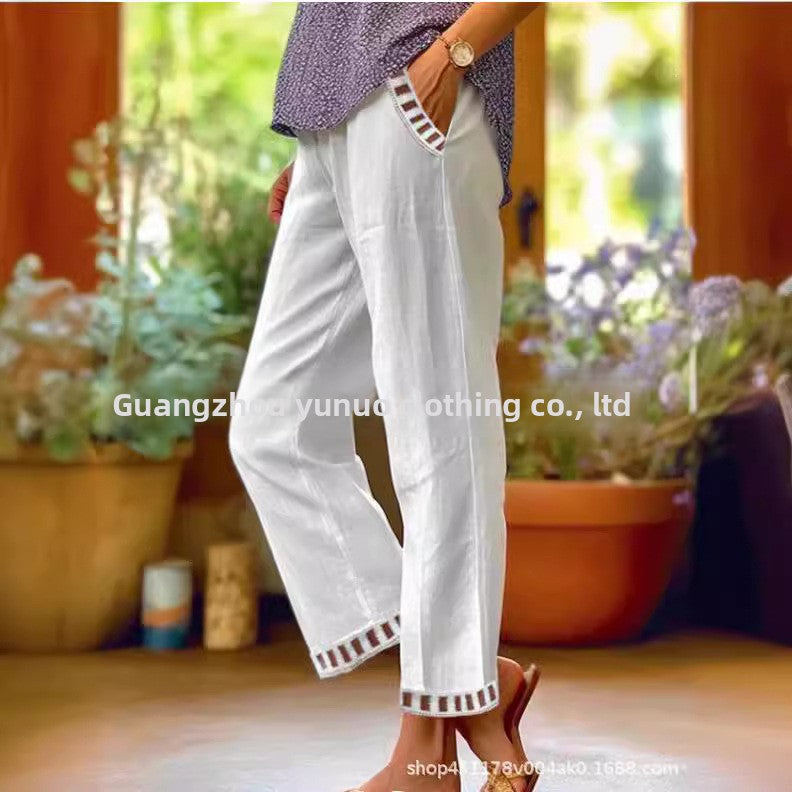Simple Lace Straight-Leg Pants