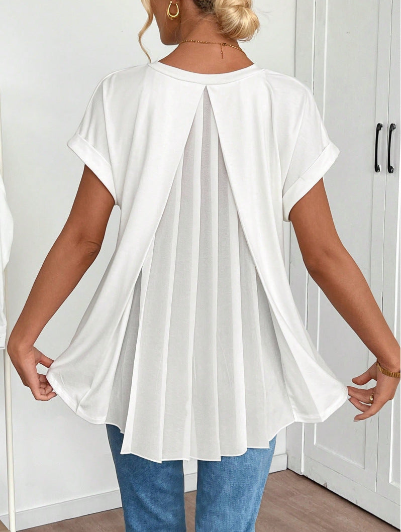 Pleated Back V-Neck Top