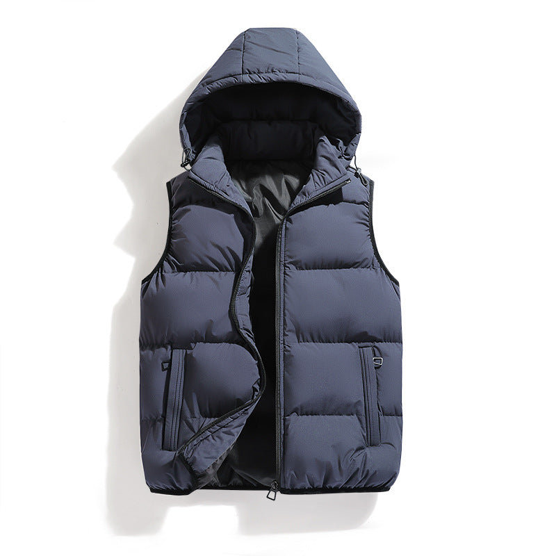Solid Color Cotton-Padded Jacket Vest