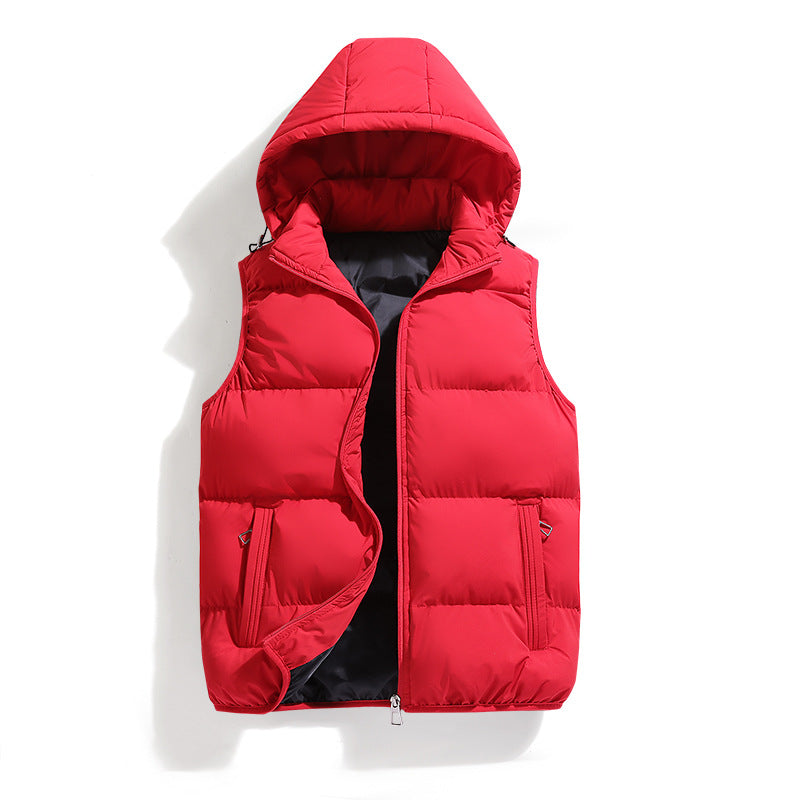 Solid Color Cotton-Padded Jacket Vest