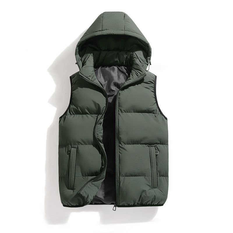 Solid Color Cotton-Padded Jacket Vest