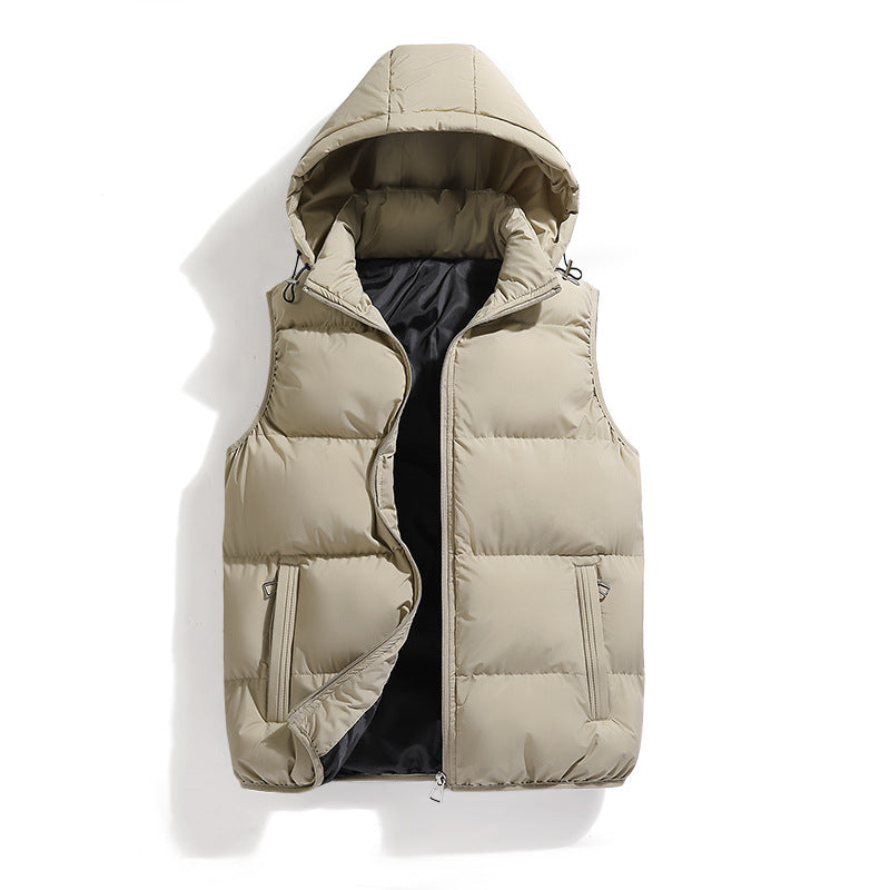 Solid Color Cotton-Padded Jacket Vest