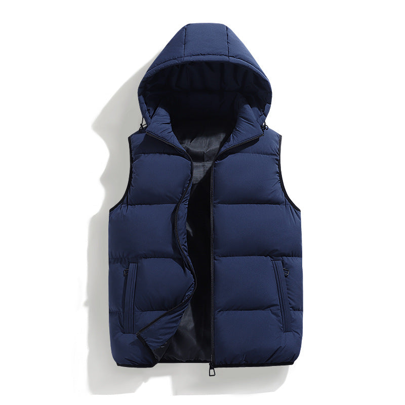 Solid Color Cotton-Padded Jacket Vest
