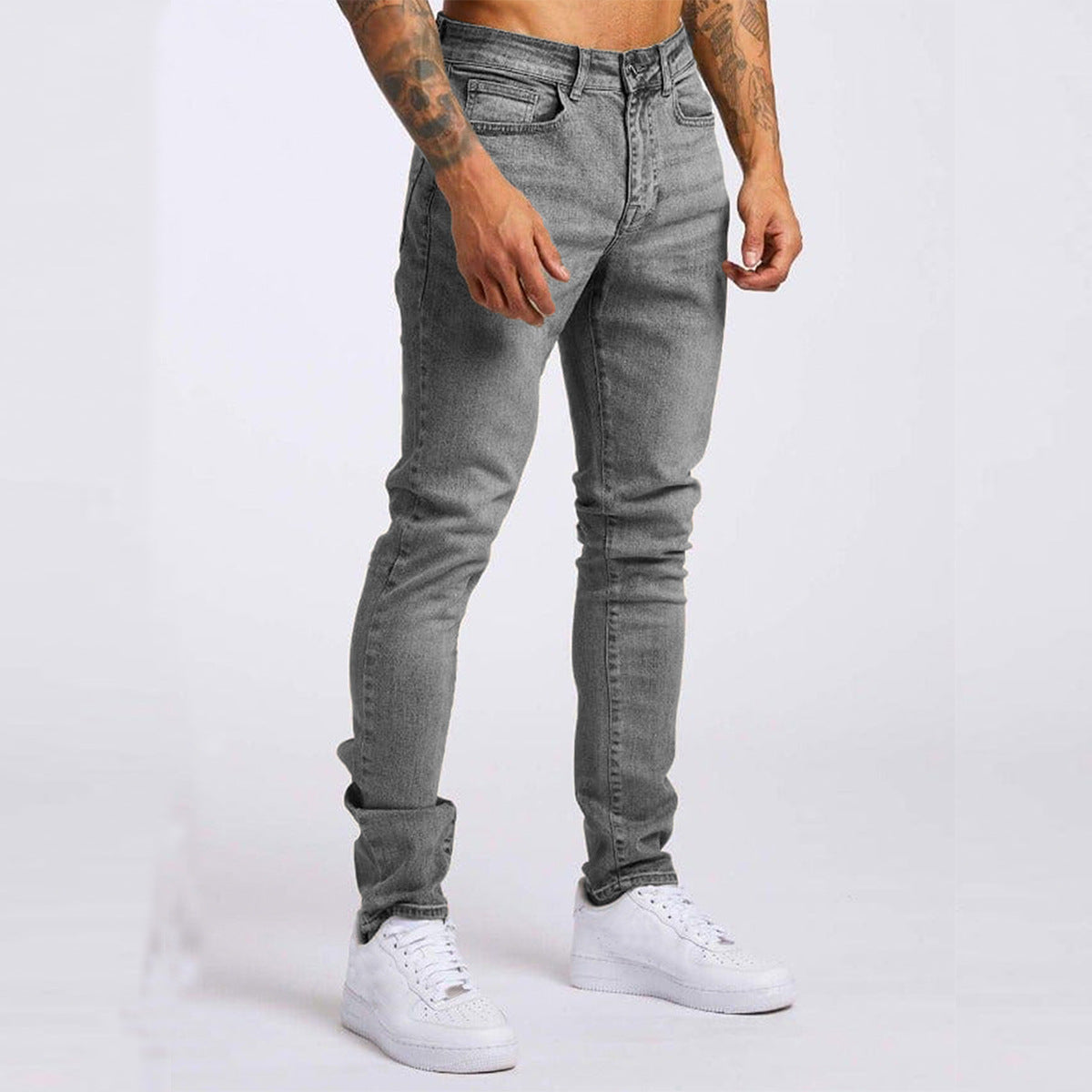 High-Waisted Denim Pants