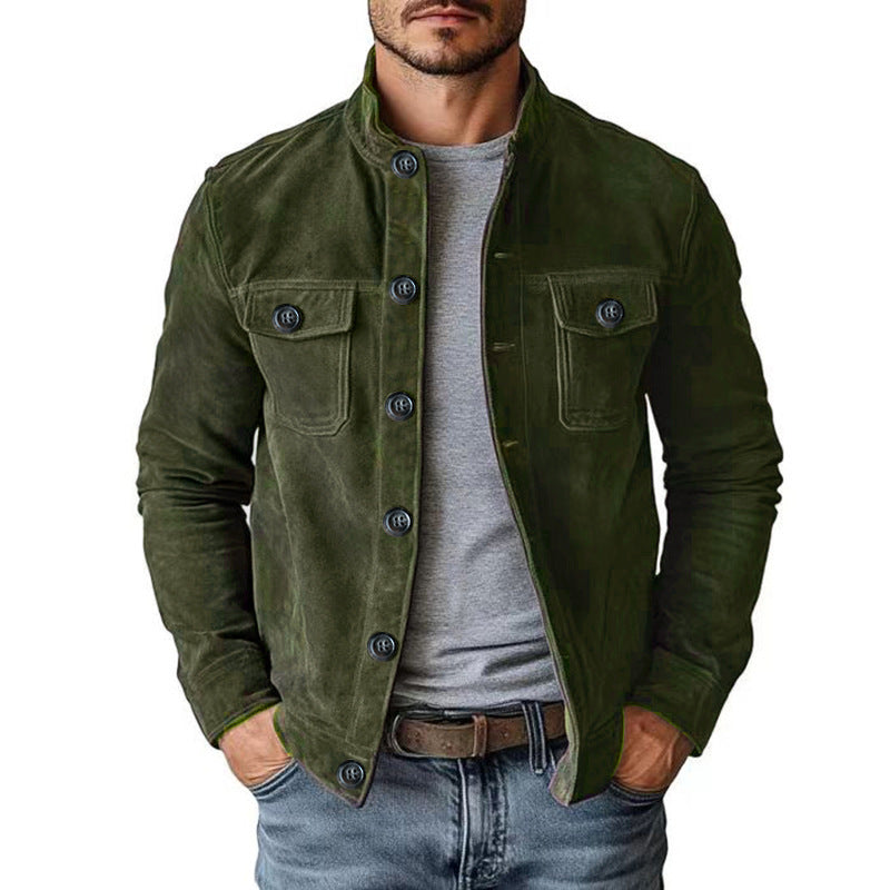 Casual Leather Fleece Jacket