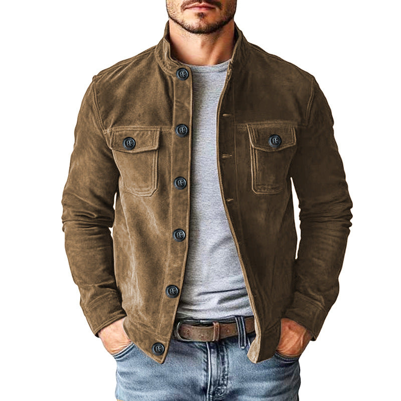 Casual Leather Fleece Jacket